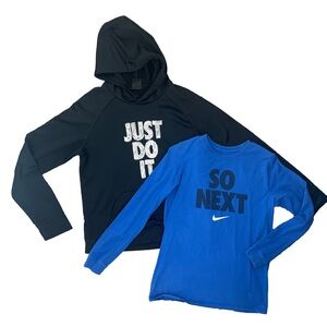 Nike Kids Black Hoodie and Blue Long Sleeve Shirt